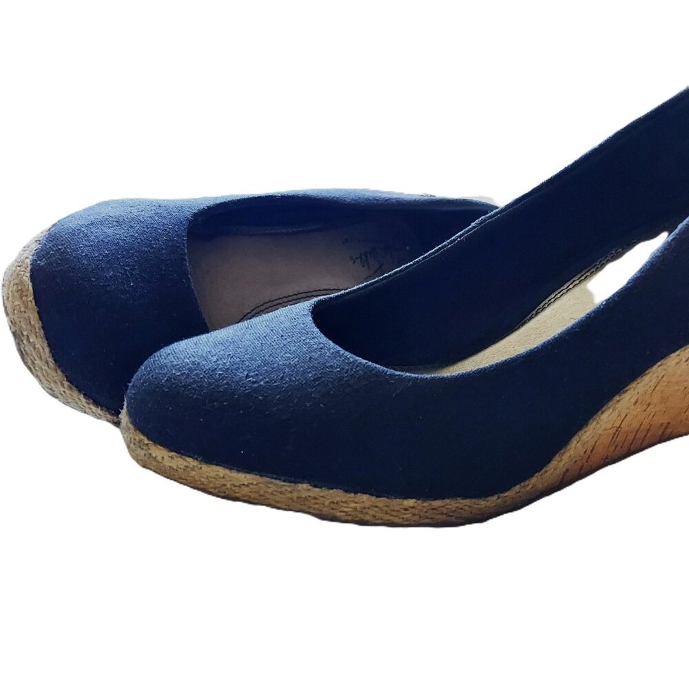 Navy Cork Wedge Espadrilles - Picture 4 of 5